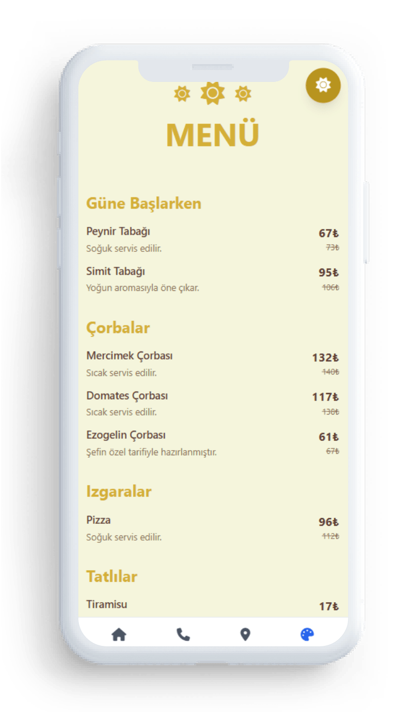 Dijital Menü Özellikleri